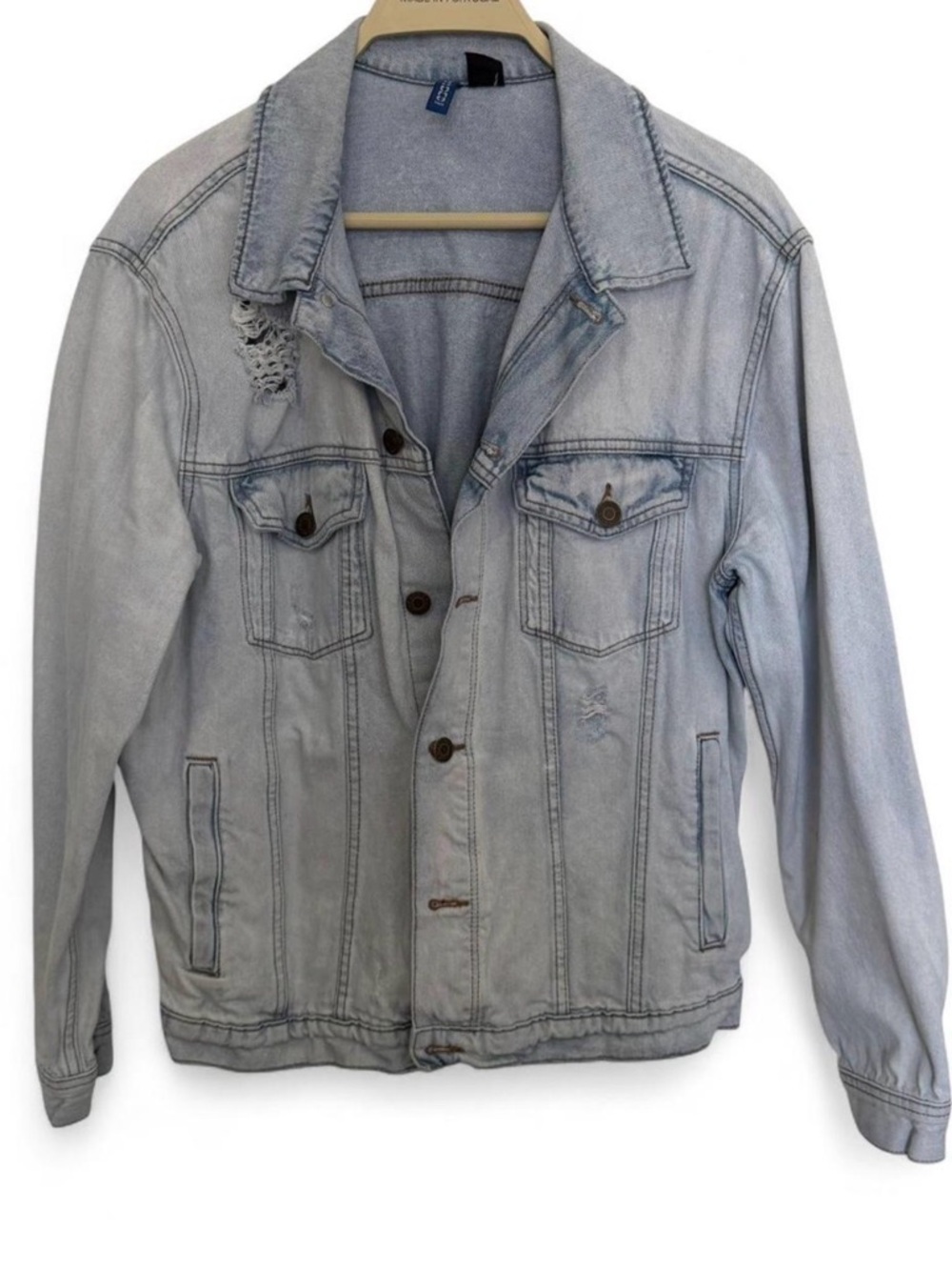 H&M Light Blue Distressed Denim Jacket